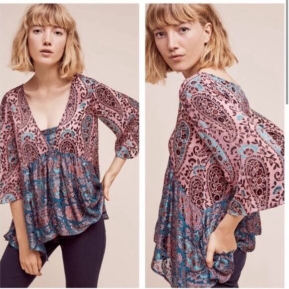 Anthropologie Floreat Valo burnout blouse - Picture 2 of 6